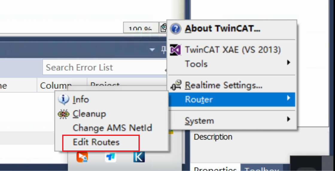 打开 TwinCAT static routes 对话框